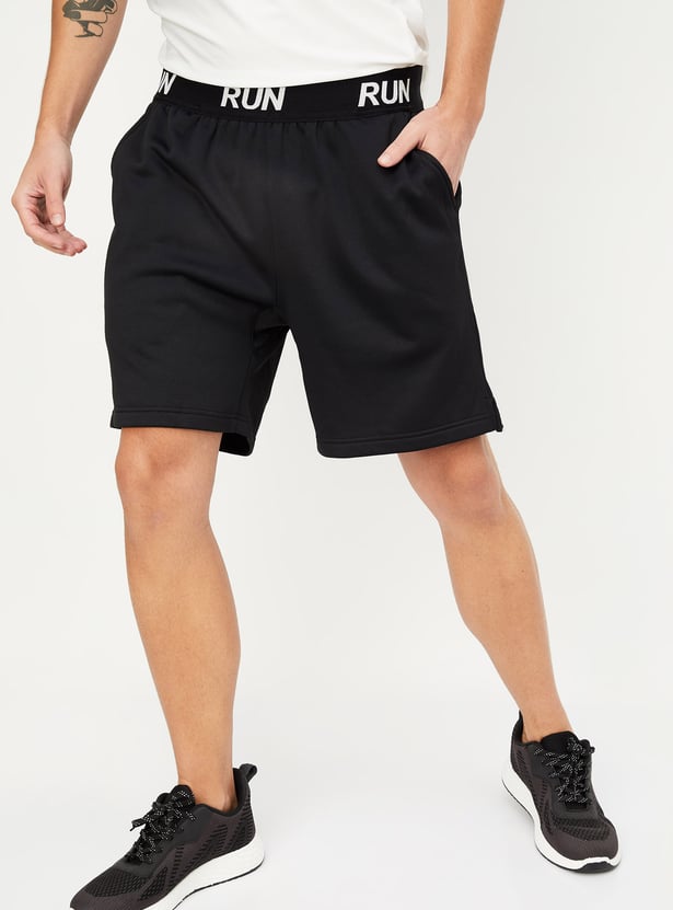 Men Solid Elasticated Active Shorts