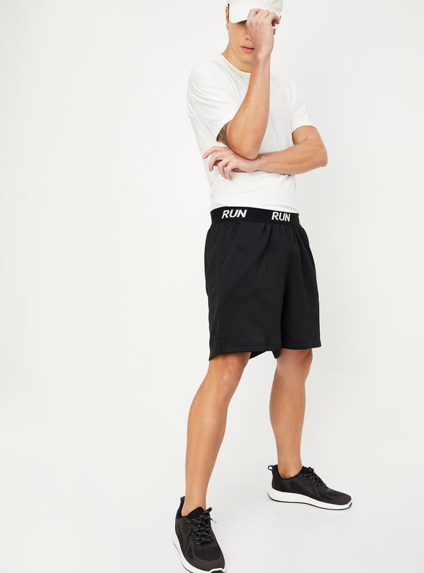 Men Solid Elasticated Active Shorts