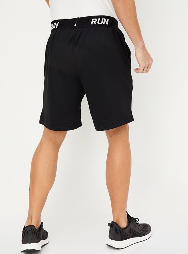 Men Solid Elasticated Active Shorts