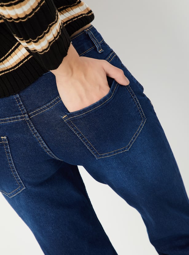 Women Washed Kick Flare Jeans