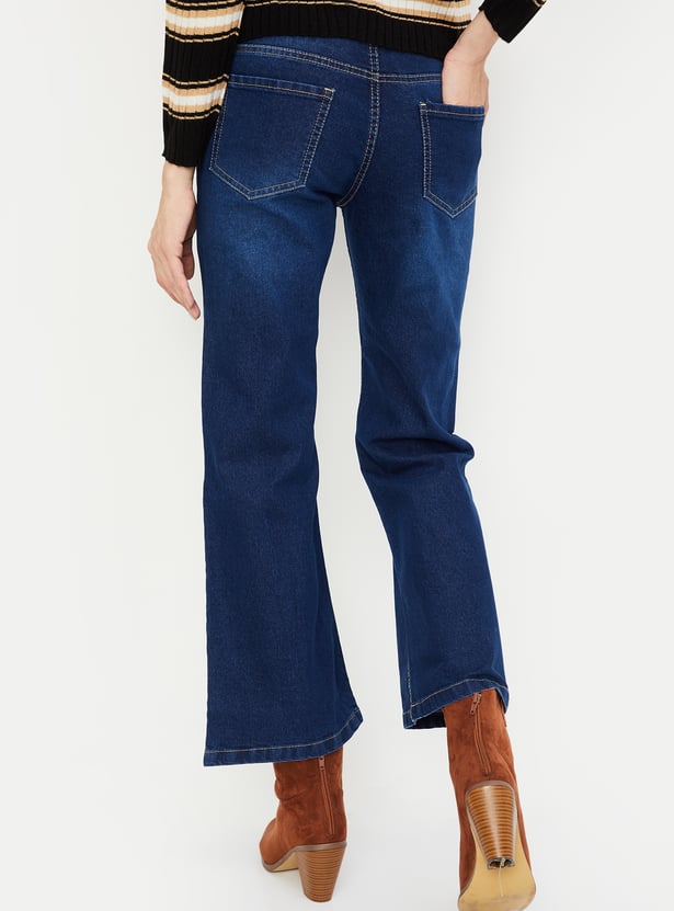 Women Washed Kick Flare Jeans