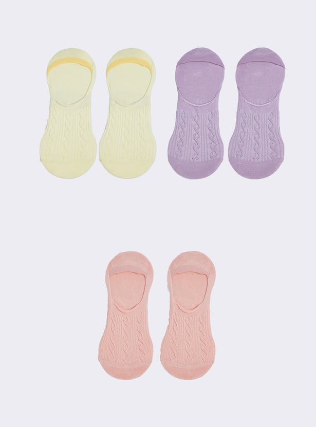 Women Textured No Show Socks - Pack of 3