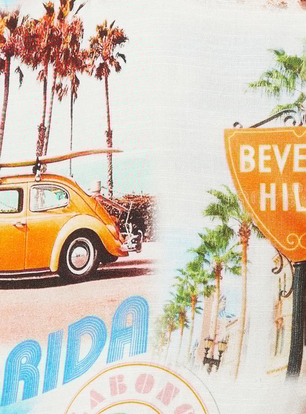 URB_N Women Printed Knotted Hem Shirt