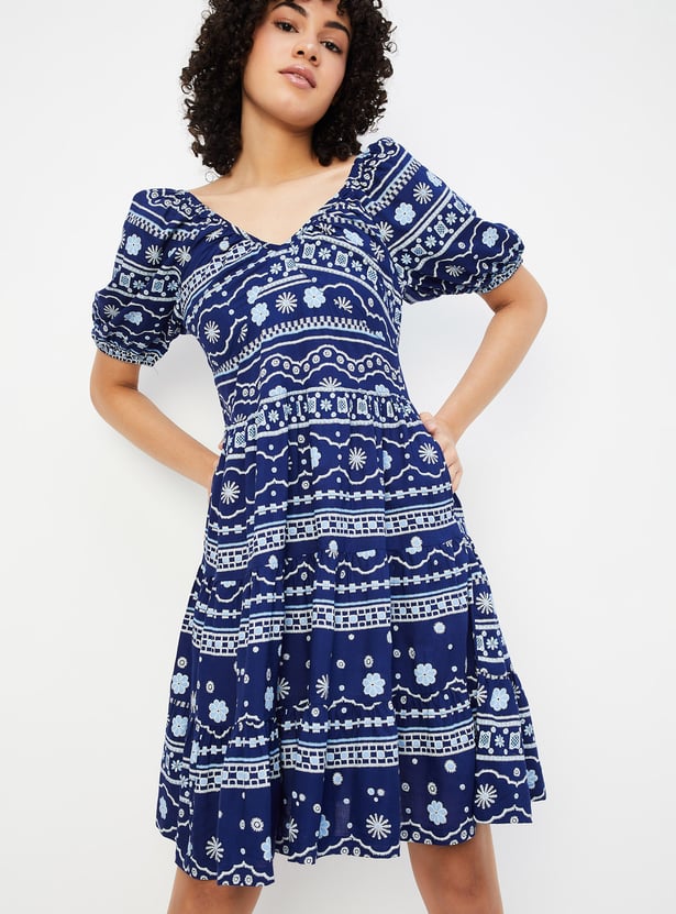 Women Printed Tiered Dress