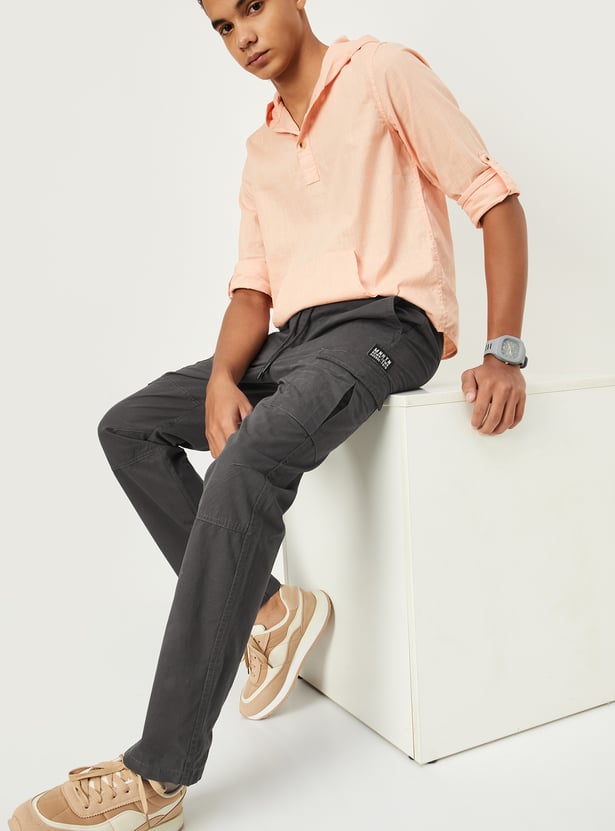 Boys Solid Cargo Pants