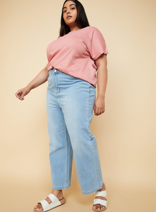 Women Washed Wide Leg Jeans