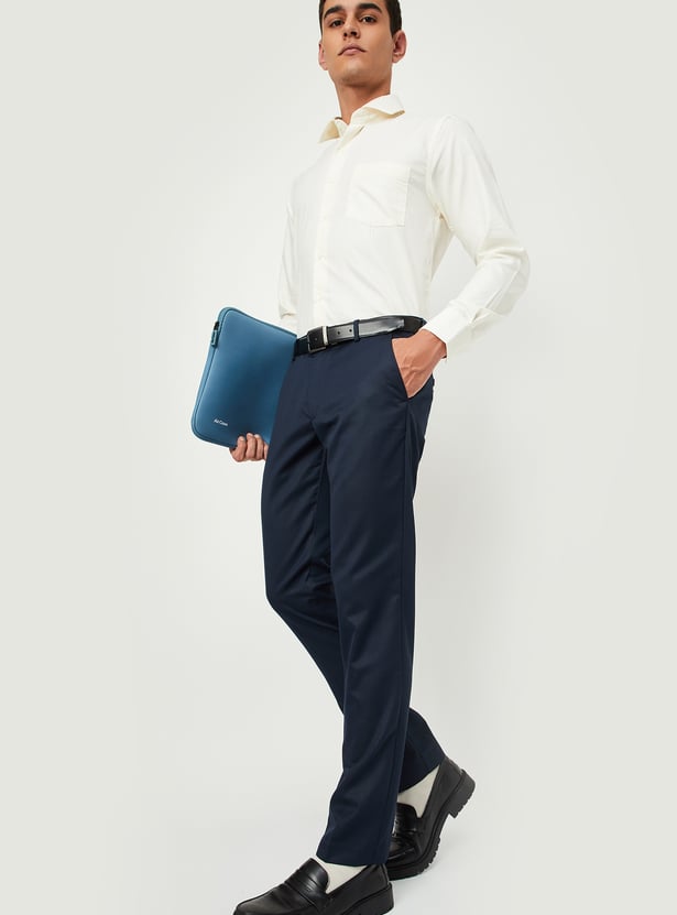 Buy Men Slim Fit Solid Formal Trousers Online at just