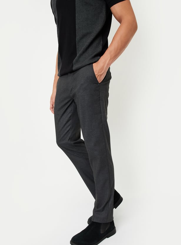 Men Slim Fit Solid Formal Trousers