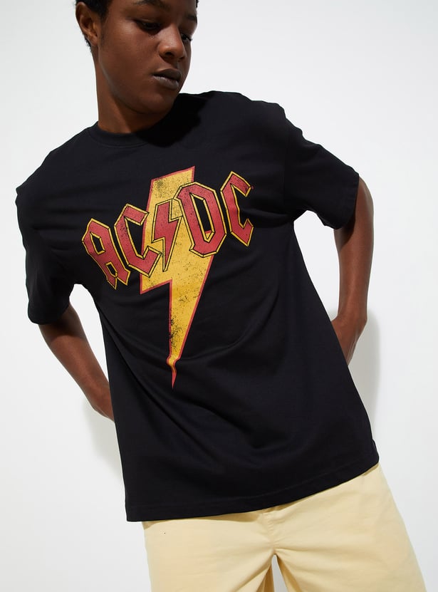 URB_N Men Oversized AC/DC Printed T-shirt