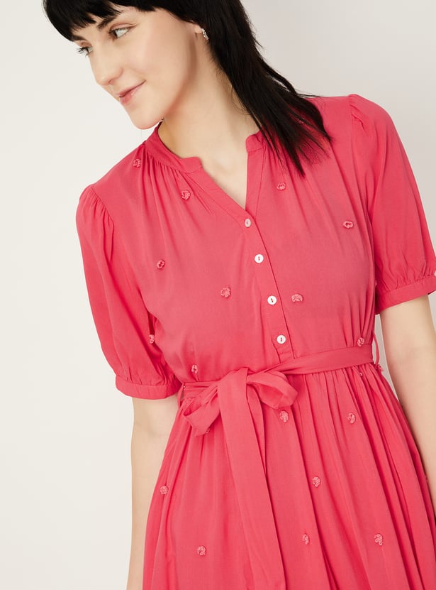 Women’s One-Shoulder Midi Dress with 3D Floral Appliqués and Sleeveless Design main image 0