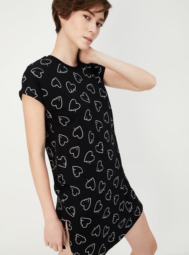 Women Heart Printed Chemise