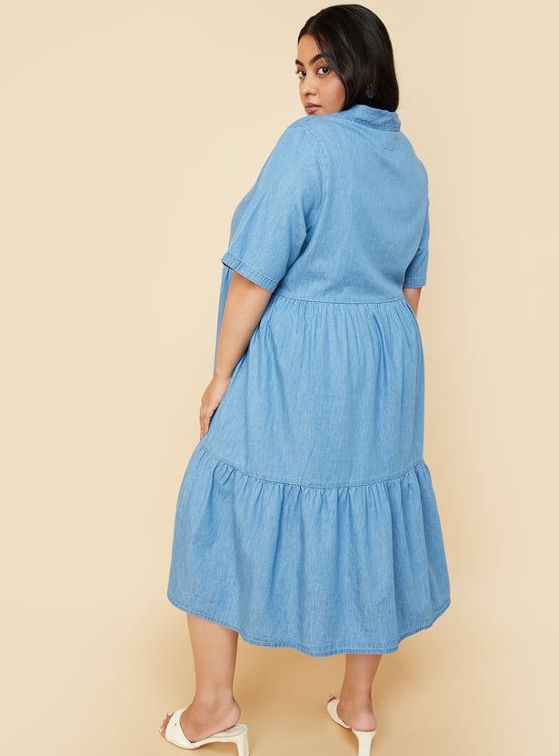 Women Denim Tiered Dress