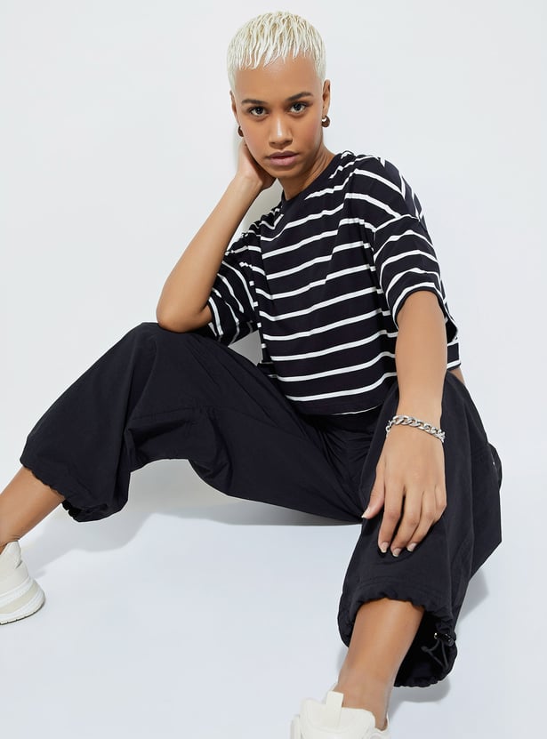 URB_N Women Boxy Fit Striped T-shirt