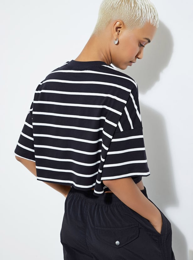 URB_N Women Boxy Fit Striped T-shirt