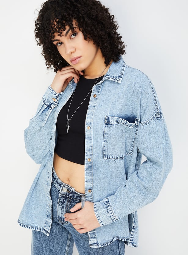 Women Washed Denim Shirt