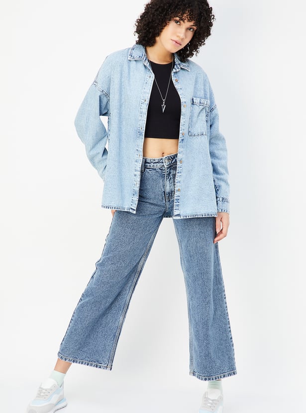 Women Washed Denim Shirt