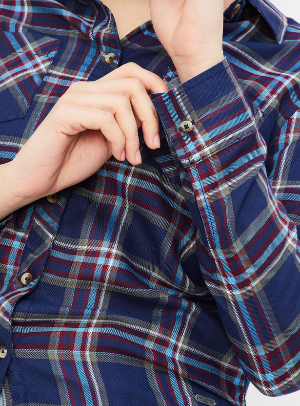 Women Tartan Checked Yarn Dyed Shirt