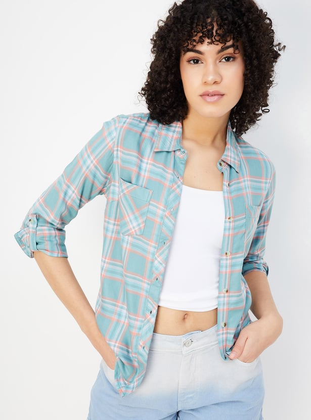 Women Tartan Checked Yarn Dyed Shirt