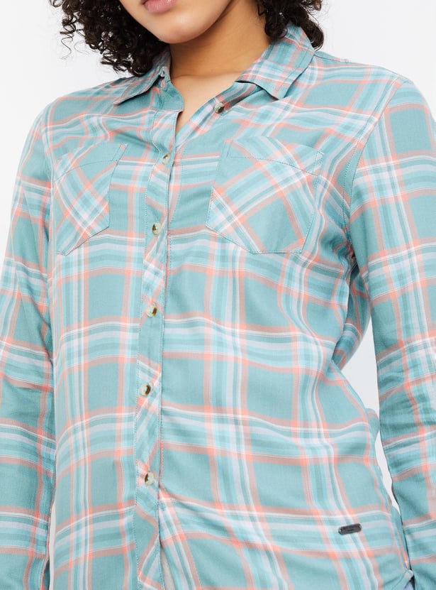 Women Tartan Checked Yarn Dyed Shirt