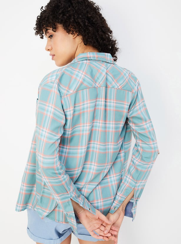 Women Tartan Checked Yarn Dyed Shirt