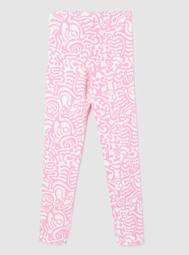 Girls Printed Full-Length Leggings