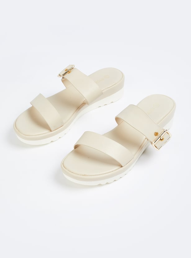 Women Solid Double Strap Sandals