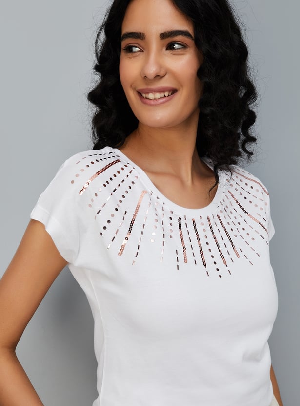 Women Sequinned T-shirt