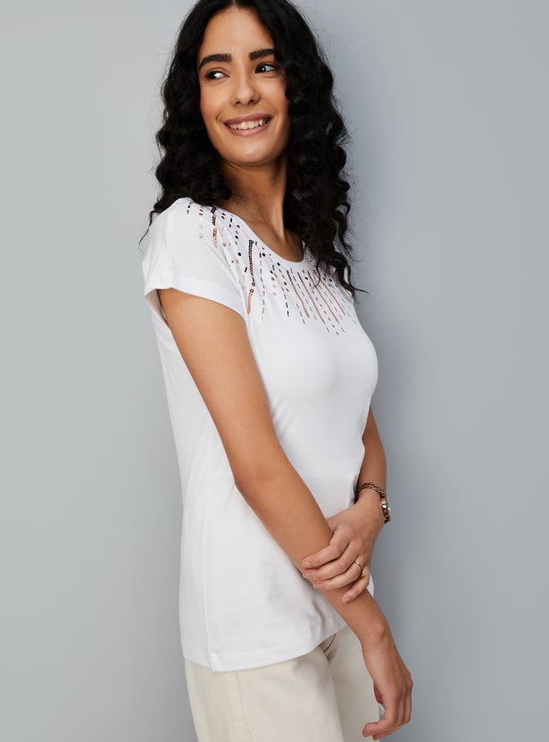 Women Sequinned T-shirt