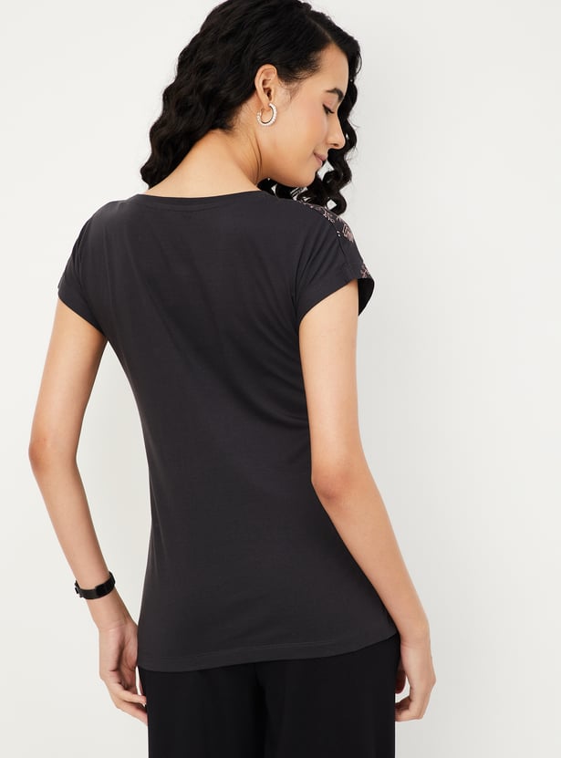 Women Metallic Printed T-shirt