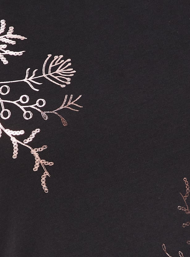 Women Metallic Printed T-shirt
