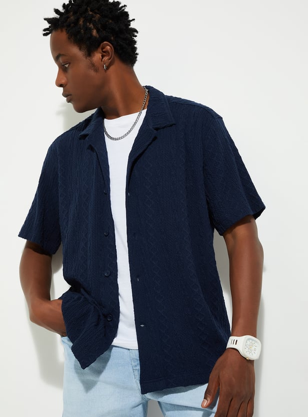 URB_N Men Relaxed Fit Jacquard Resort Shirt