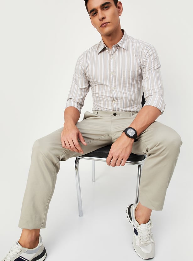 Men Striped Slim Fit Smart Casual Shirt