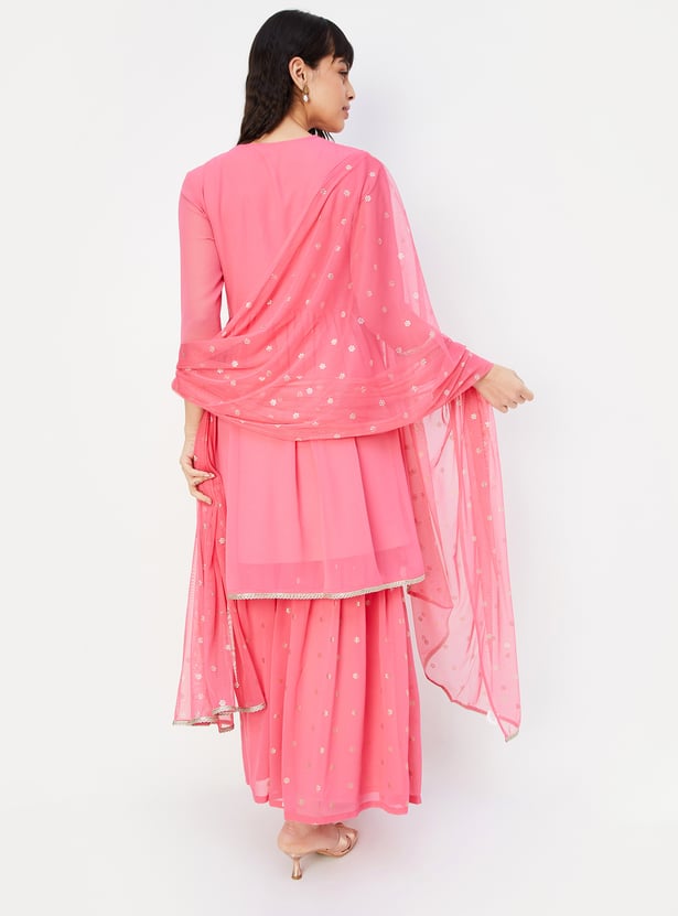 Women Embroidered Flared Kurta Set