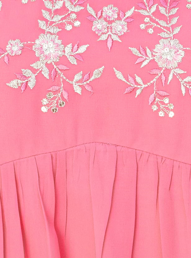 Women Embroidered Flared Kurta Set