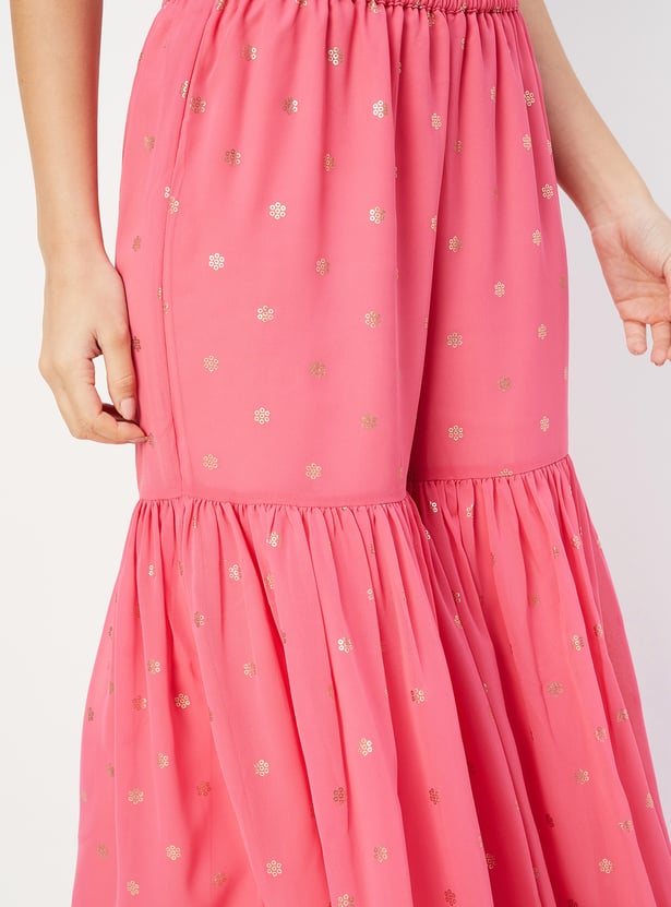 Women Embroidered Flared Kurta Set