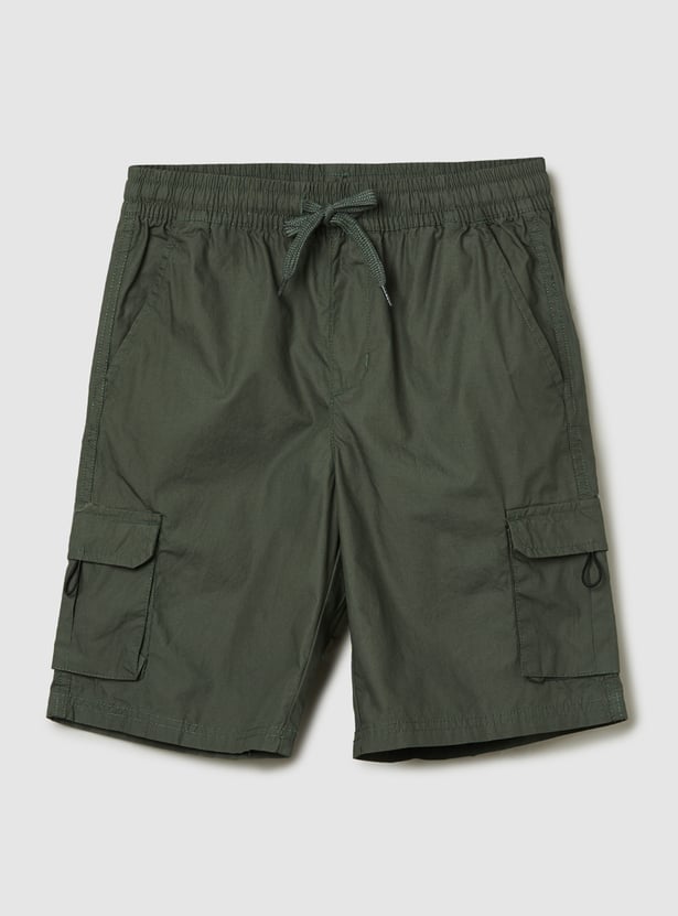 Boys Solid Cargo Shorts