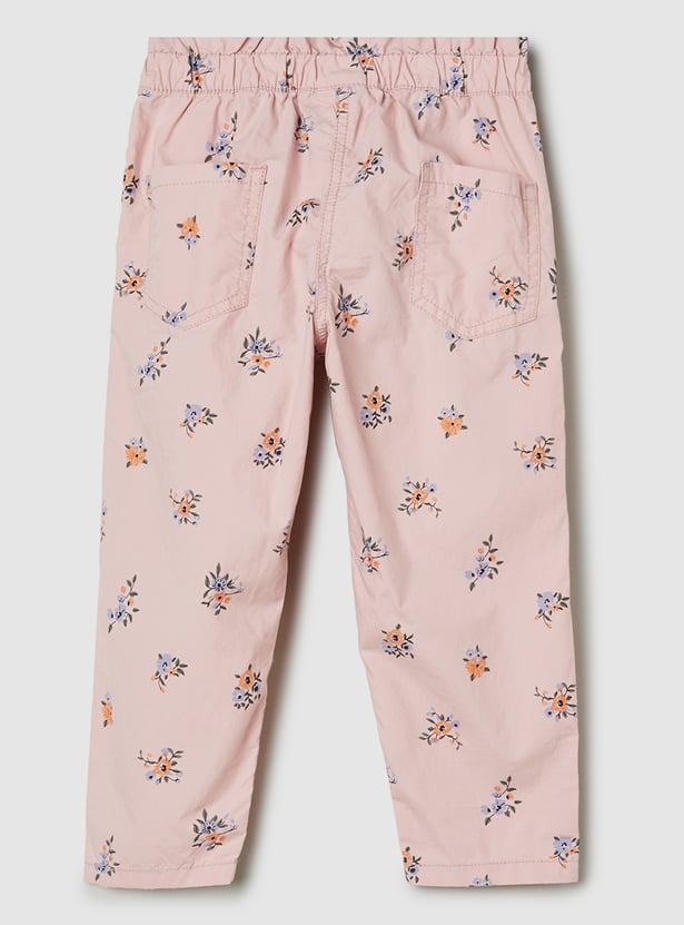 Girls Printed Paperbag Waist Trousers