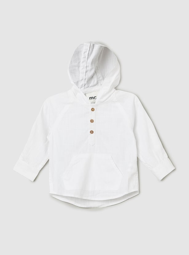 Boys Solid Hooded Shirt