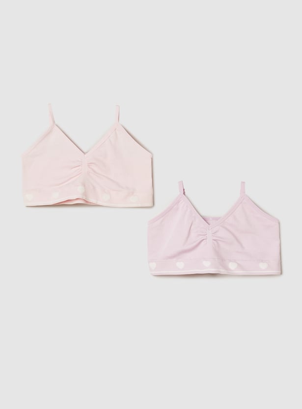 Girls Solid Non-Padded Beginners Bra - Pack of 2