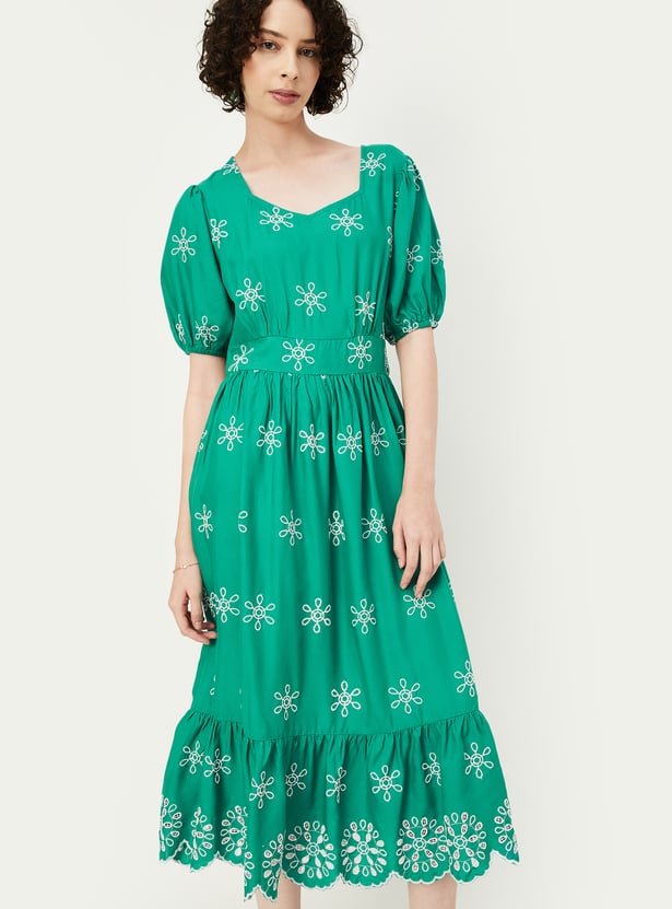 Women Embroidered Midi Dress