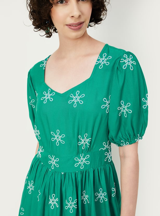 Women Embroidered Midi Dress