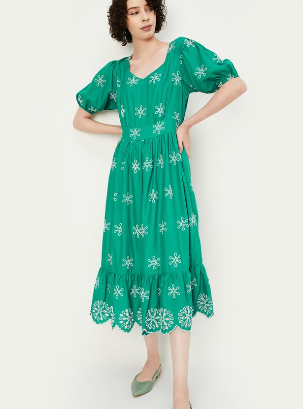 Women Embroidered Midi Dress