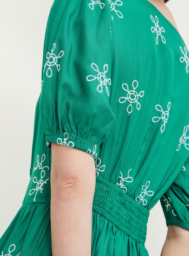 Women Embroidered Midi Dress