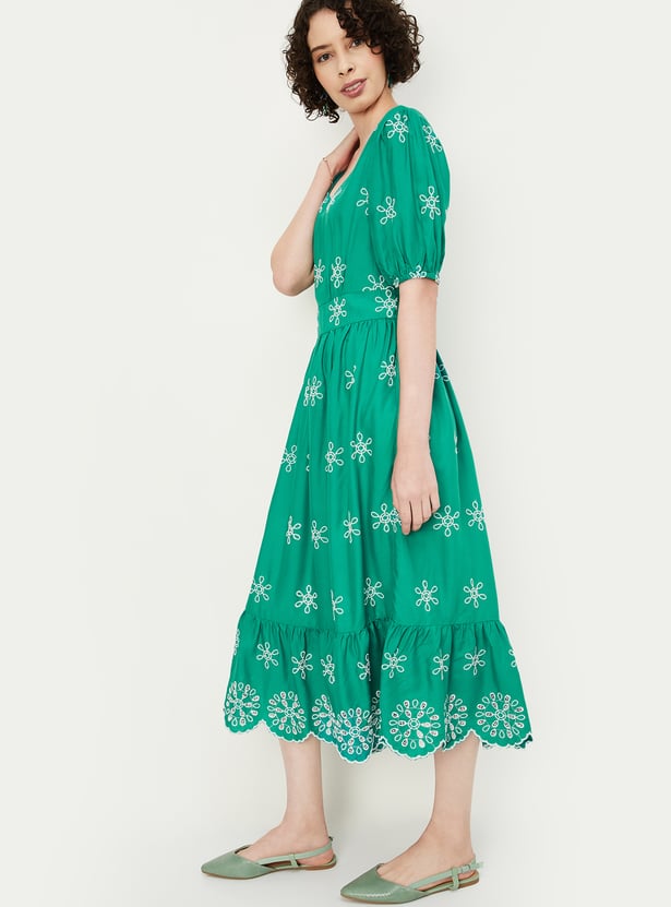 Women Embroidered Midi Dress
