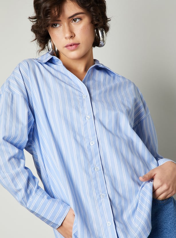 Women Oversized Striped Shirt