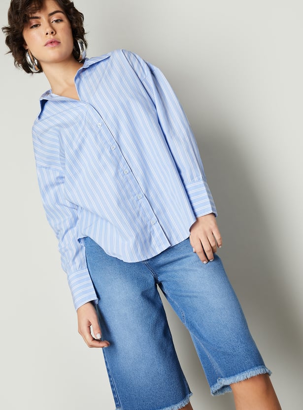 Women Oversized Striped Shirt