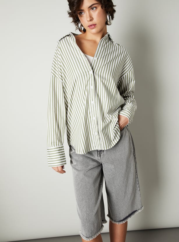 Women Oversized Striped Shirt