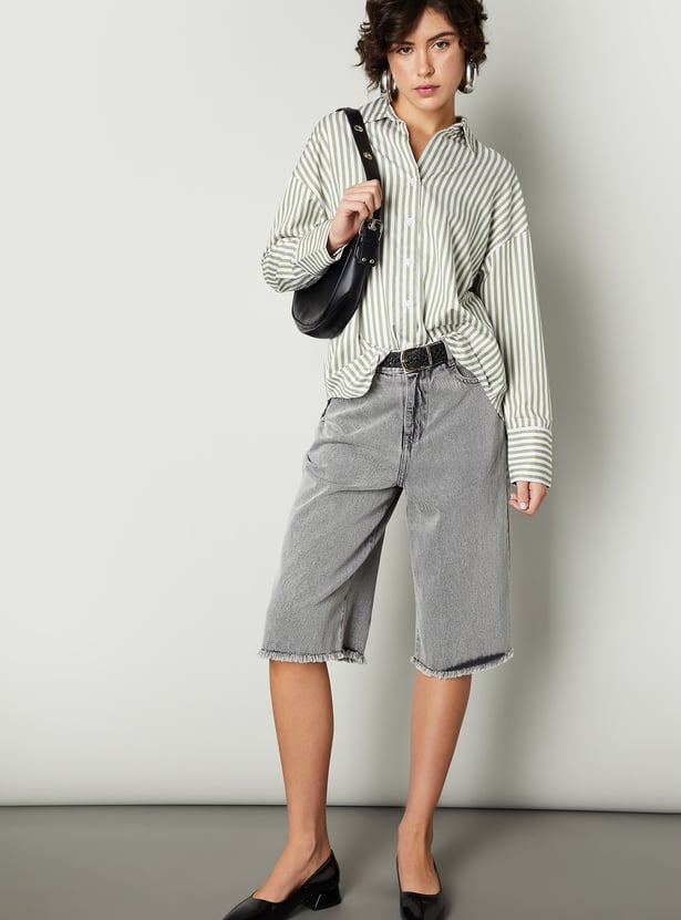 Women Oversized Striped Shirt