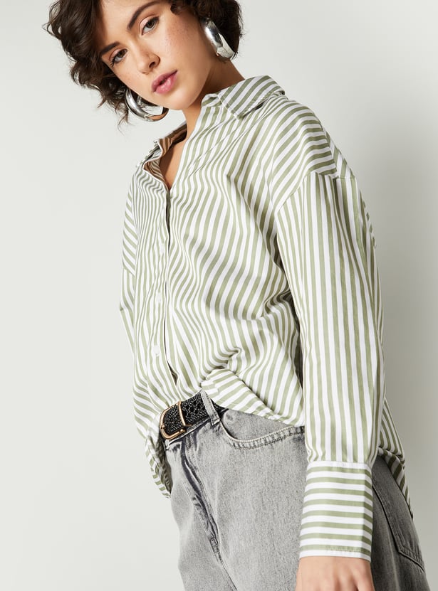 Women Oversized Striped Shirt