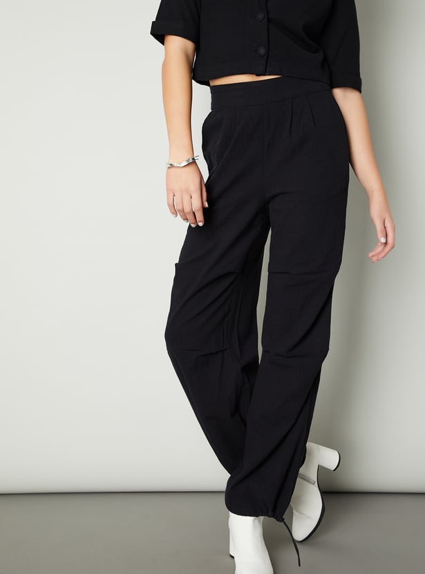 Women Solid Parachute Pants